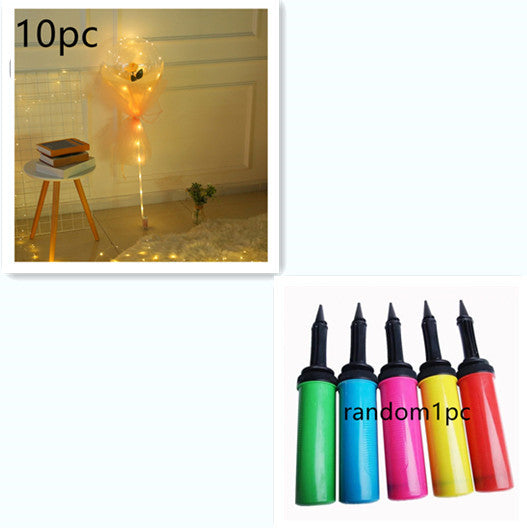 LED Ballon lumineux Rose Bouquet Transparent Bobo Boule Rose