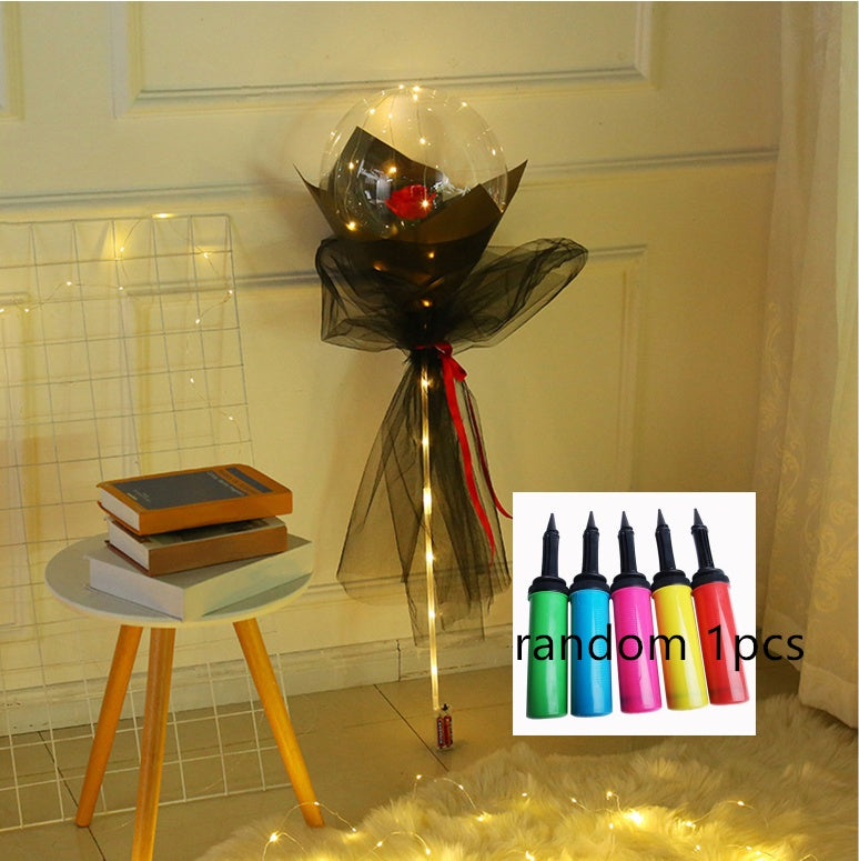LED Ballon lumineux Rose Bouquet Transparent Bobo Boule Rose