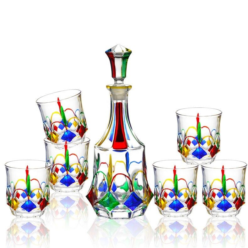 Ensemble de verres à liqueur en cristal peint, ensemble de vin de haute qualité, tasse en verre coloré.