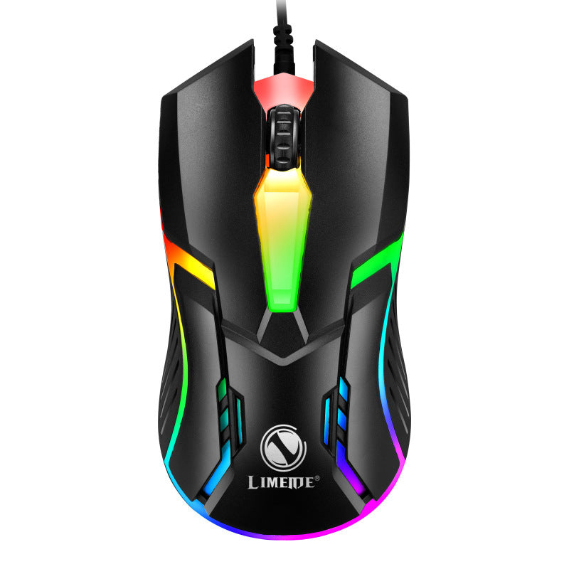 Souris USB rétroéclairée filaire pour les jeux compétitifs.