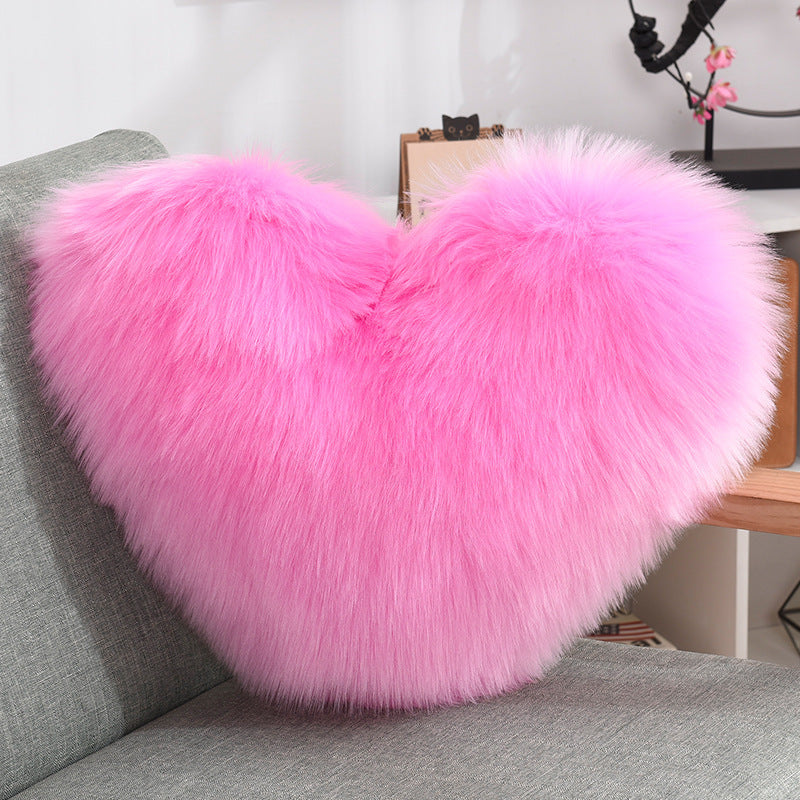 Coussins décoratifs en forme de cœur, longs, en peluche douce et moelleuse, housses de coussin pour canapé, taies d'oreiller blanches.