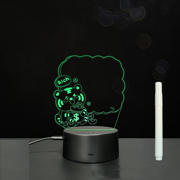 Tableau de message en acrylique 3D avec écriture à la main et lumière LED