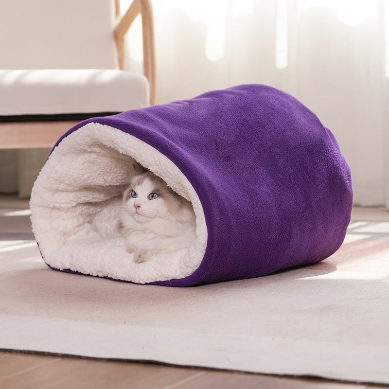 Niche pour chat hiver chaud semi-fermée fournitures pour animaux de compagnie