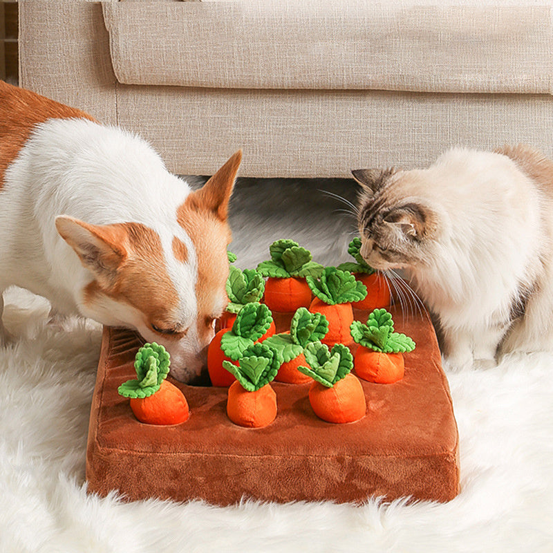 Jouet en peluche en forme de carotte pour chien, jouet à mâcher en forme de légume pour chiens, tapis de fouille pour chiens et chats, jouet à mâcher durable pour chiots, accessoires pour chiens.