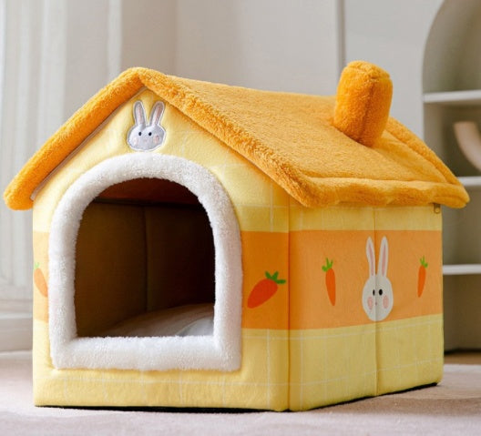 Maison pour chien pliable, lit pour chat, villa d'hiver pour chien, chenil de sommeil, nid amovible, cave chaude et fermée, canapé pour animaux de compagnie.