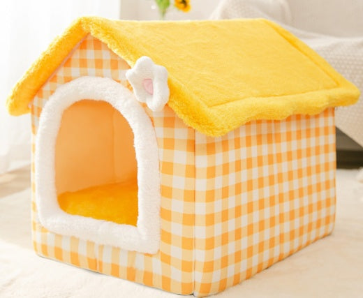 Maison pour chien pliable, lit pour chat, villa d'hiver pour chien, chenil de sommeil, nid amovible, cave chaude et fermée, canapé pour animaux de compagnie.