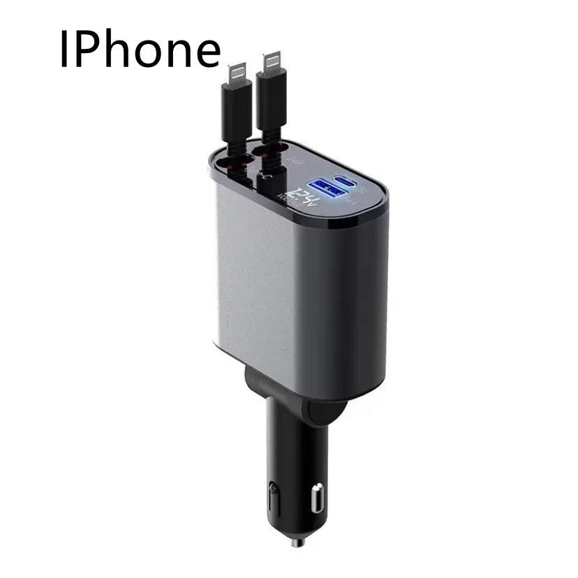 Chargeur de voiture en métal 100W Super Charge rapide Adaptateur USB et TYPE-C pour allume-cigare