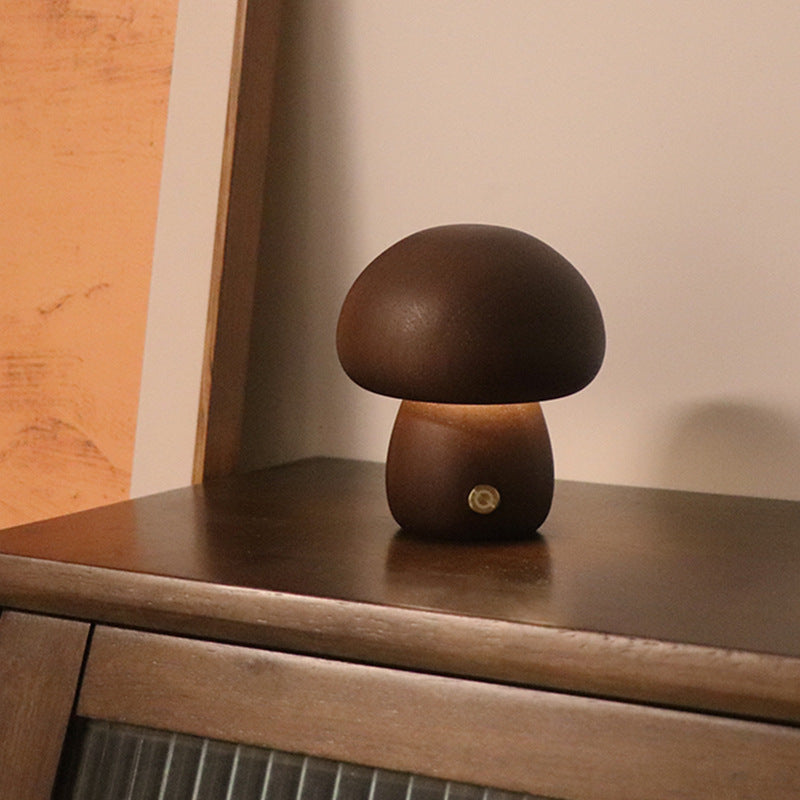 Lampe de nuit LED en bois en forme de champignon mignon avec interrupteur tactile, lampe de table de chevet pour chambre à coucher, chambre d'enfants, lampes de nuit pour le sommeil, décoration intérieure.