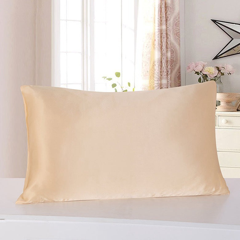 Taie d'oreiller en satin de couleur unie en soie synthétique simple Taie d'oreiller en soie glacée