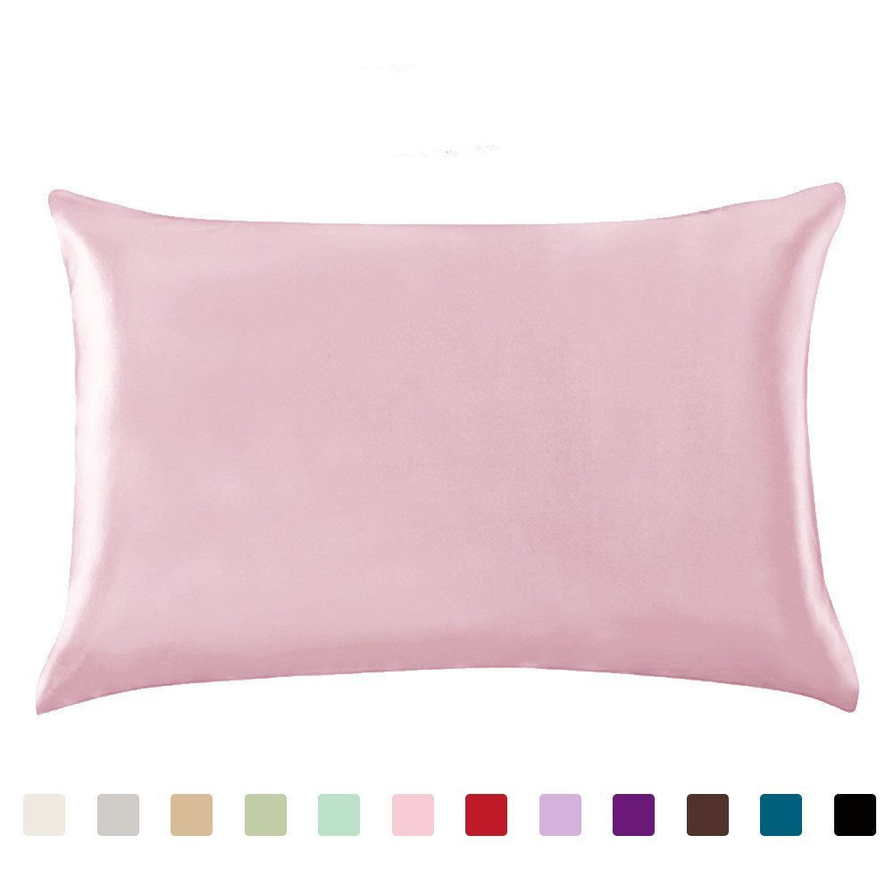 Taie d'oreiller en satin de couleur unie en soie synthétique simple Taie d'oreiller en soie glacée