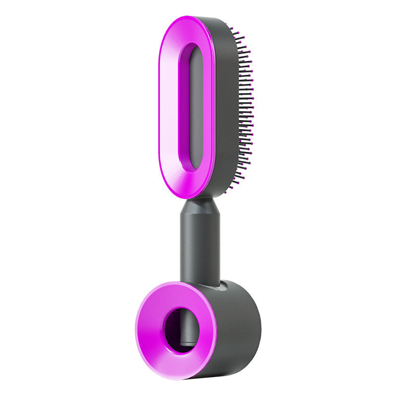 Brosse à cheveux auto-nettoyante pour femmes, brosse de massage du cuir chevelu avec airbag anti-perte de cheveux et nettoyage à une touche, brosse anti-statique.