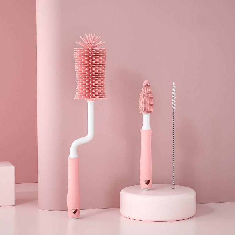 Brosse de nettoyage pour biberon en silicone pour bébé avec paille