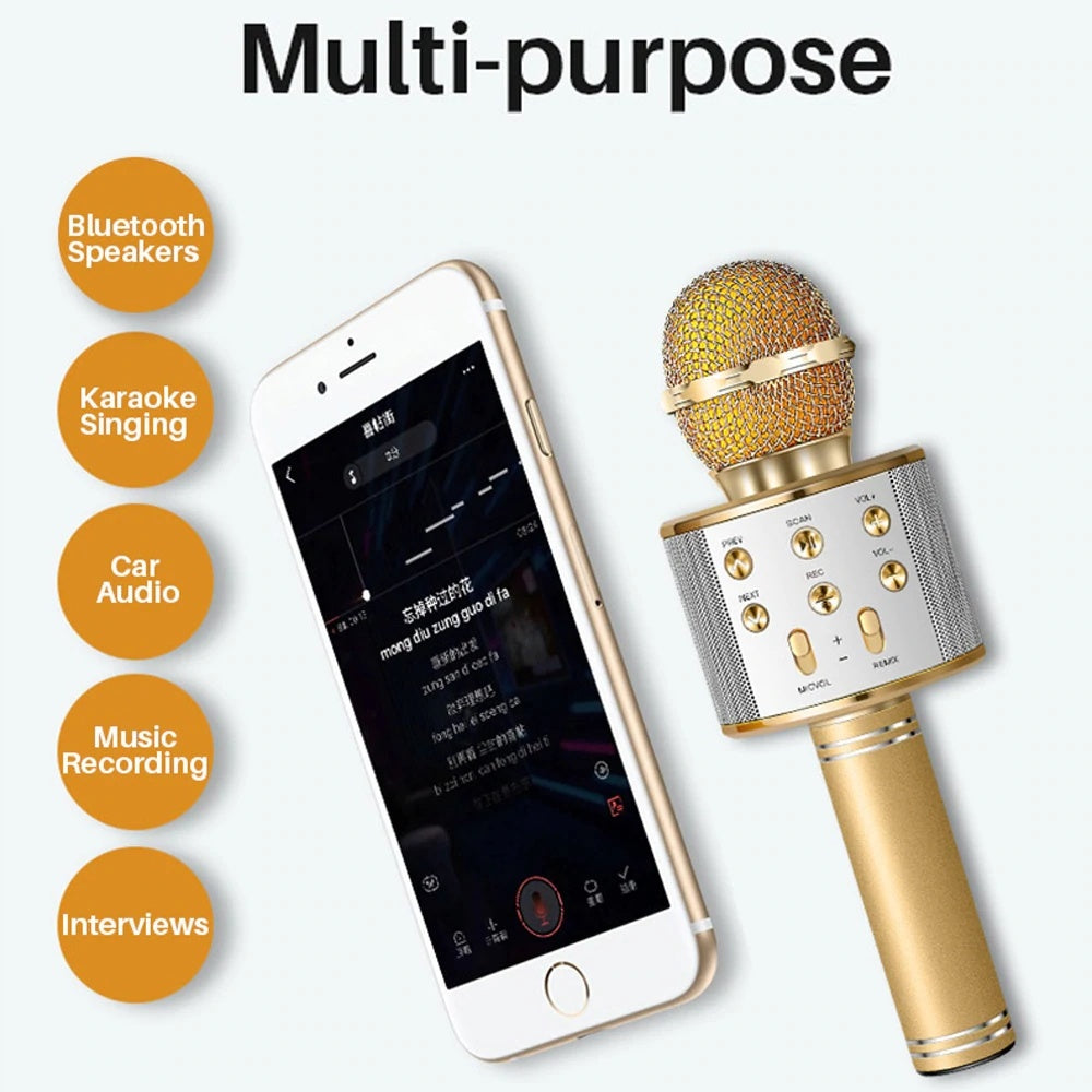 Microphone sans fil portable Bluetooth Mini Home Ktv pour jouer de la musique, chanter, haut-parleur