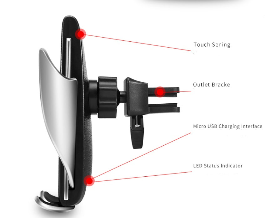 Chargeur sans fil de voiture 10W, induction, charge rapide sans fil avec support de téléphone pour voiture S5.