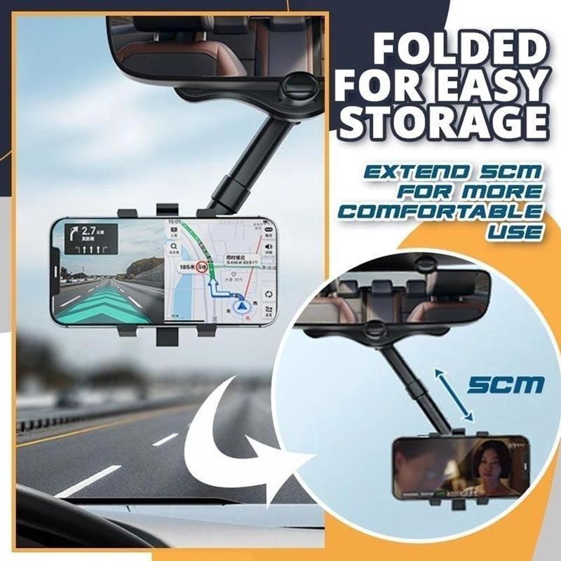 Support de téléphone pour rétroviseur pour voiture, rotatif et rétractable, support de téléphone multifonctionnel à 360 degrés, adapté à tous les téléphones mobiles et à toutes les voitures.
