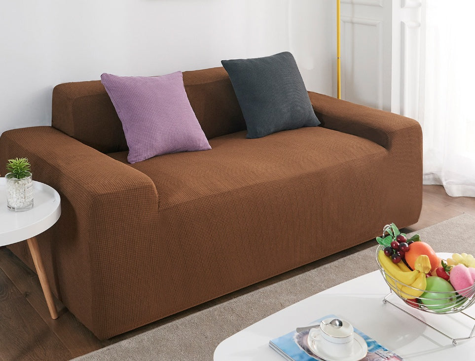 Housse de canapé en polaire imperméable de couleur unie pour salon 1 2 3 4 places