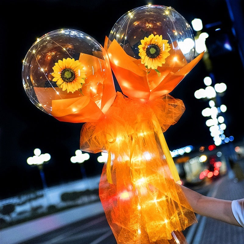 LED Ballon lumineux Rose Bouquet Transparent Bobo Boule Rose