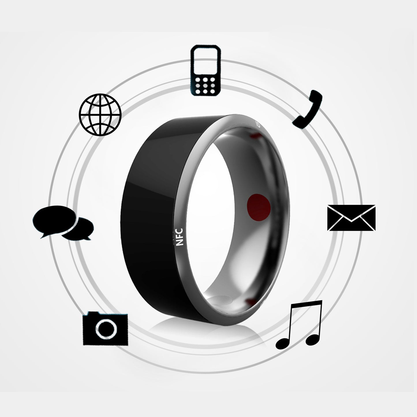 Dispositif portable intelligent en anneau multifonctionnel noir haute technologie