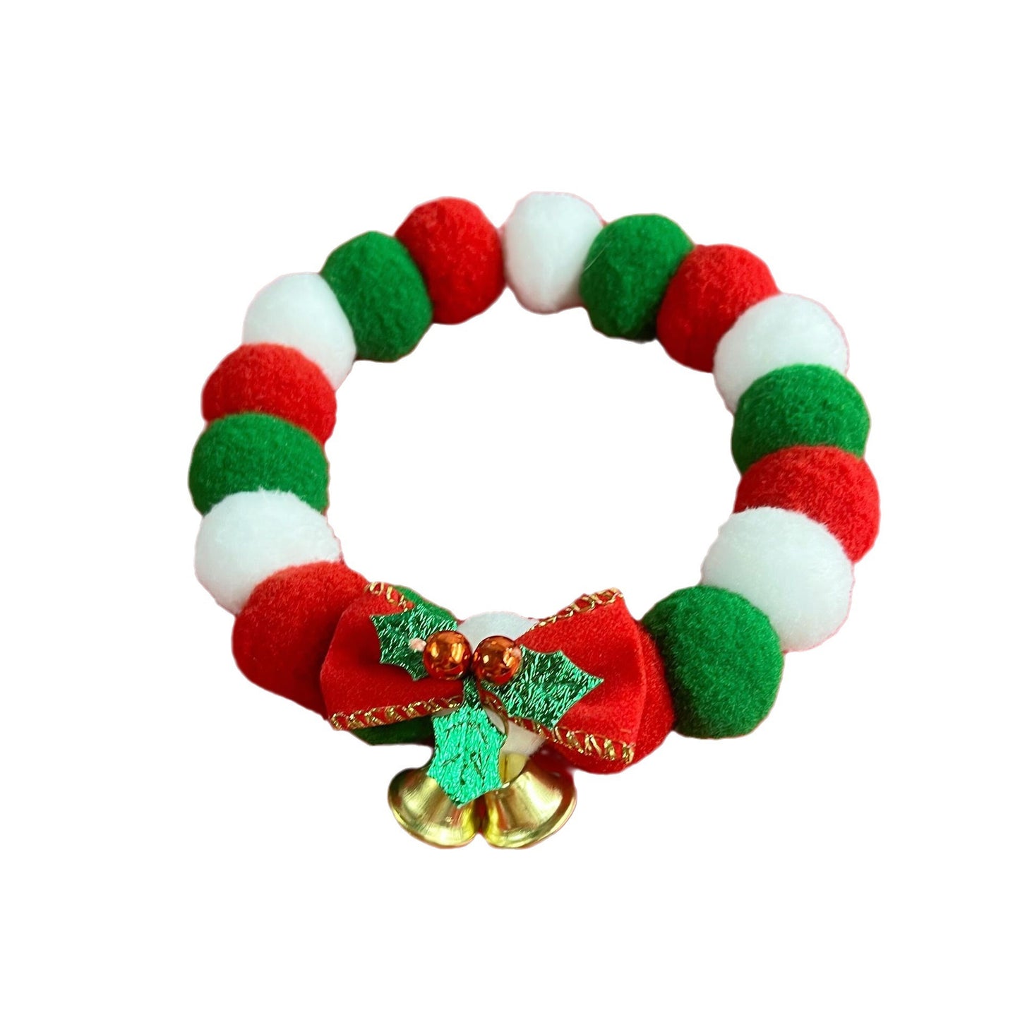 Collier de Noël pour chien avec un pendentif en peluche en forme de balle, col en élastique doux, accessoires pour le cou des animaux de compagnie, collier de Noël pour chien avec nœud.