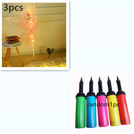LED Ballon lumineux Rose Bouquet Transparent Bobo Boule Rose