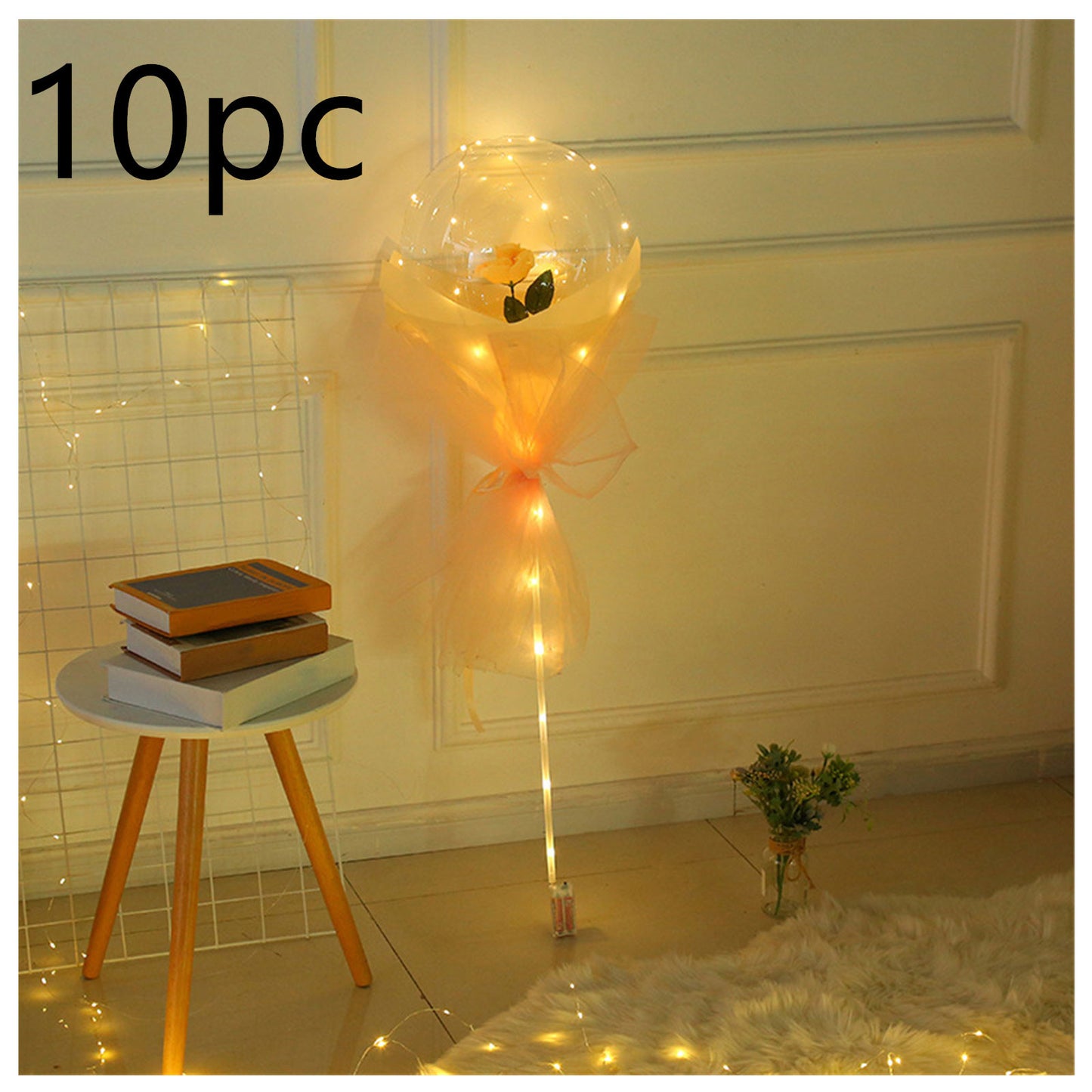 LED Ballon lumineux Rose Bouquet Transparent Bobo Boule Rose