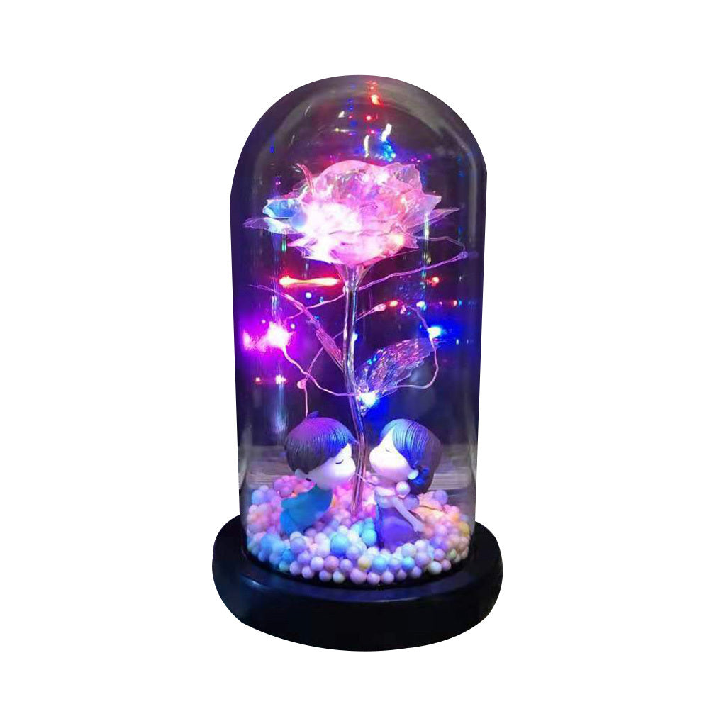 Beauté Fleur Éternelle Rose dans Flacon Décoration de Mariage Fleurs Artificielles Couvercle en Verre pour Cadeau de Saint Valentin Décoration de Maison