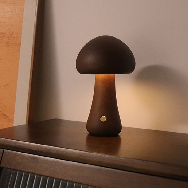 Lampe de nuit LED en bois en forme de champignon mignon avec interrupteur tactile, lampe de table de chevet pour chambre à coucher, chambre d'enfants, lampes de nuit pour le sommeil, décoration intérieure.
