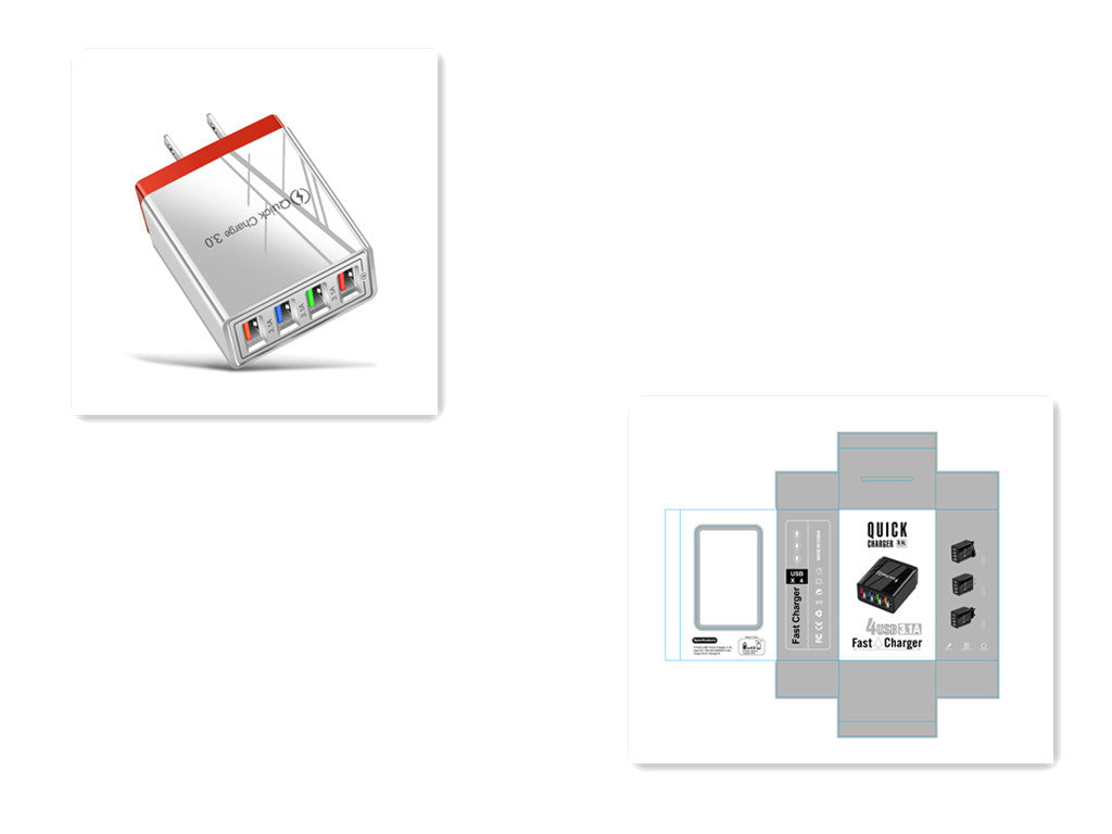 Chargeur USB Quick Charge 3.0 Adaptateur pour 4 téléphones pour tablette Chargeur mural portable Chargeur rapide