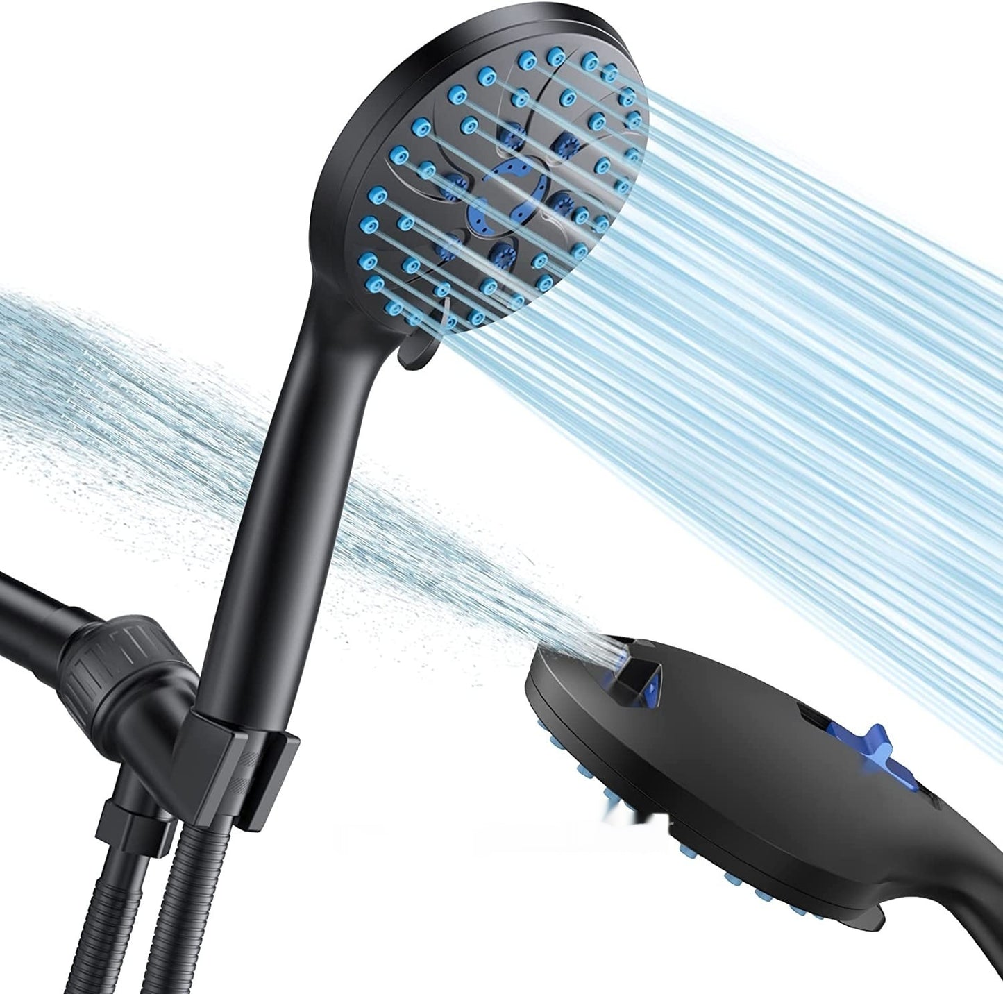 Pommeau de douche suralimentée portative avec pistolet pulvérisateur à 2 vitesses et 5 vitesses
