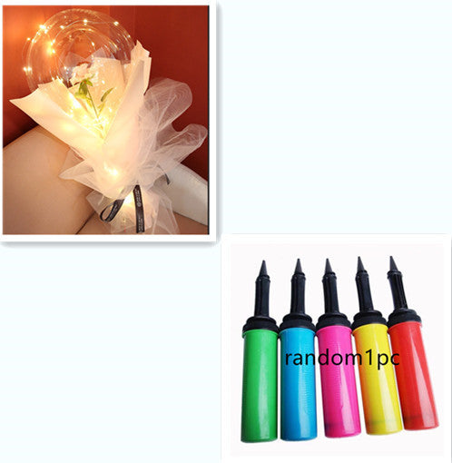 LED Ballon lumineux Rose Bouquet Transparent Bobo Boule Rose