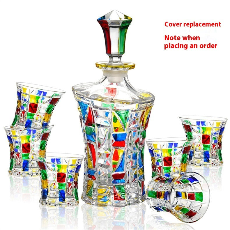 Ensemble de verres à liqueur en cristal peint, ensemble de vin de haute qualité, tasse en verre coloré.