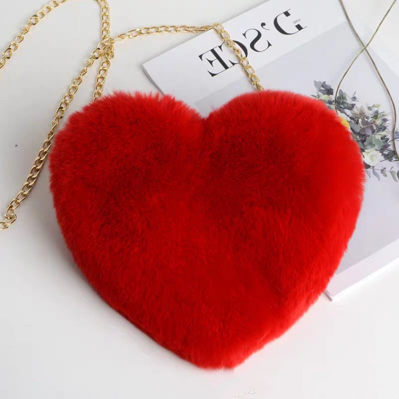 Sacs d'amour pour femmes, sacs à bandoulière en peluche avec chaîne, sac de fête pour la Saint-Valentin.