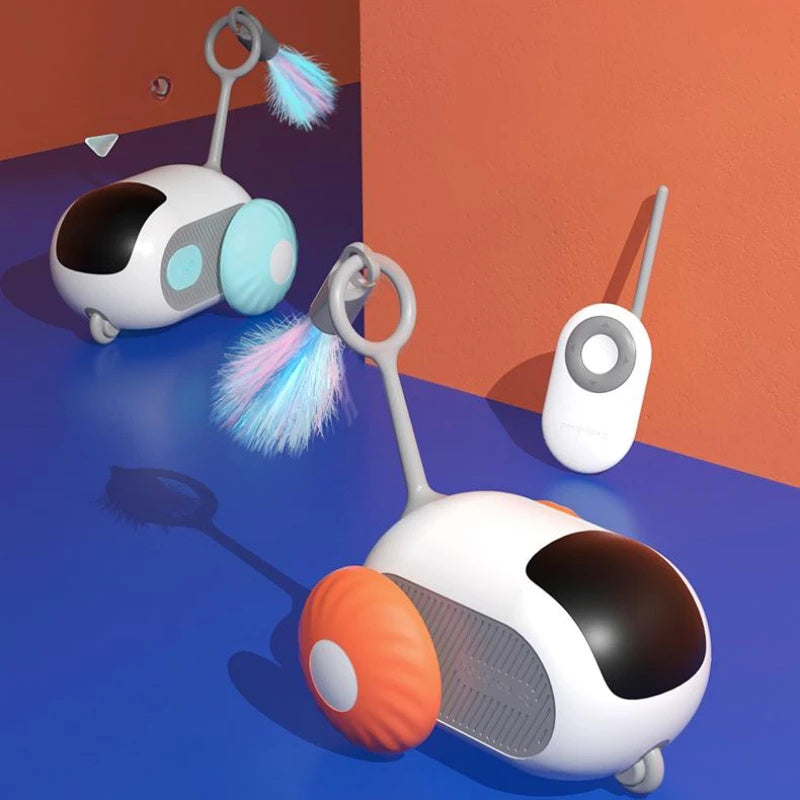 Jouet interactif pour chat avec télécommande, voiture USB rechargeable, poursuite automatique, voiture intelligente à déplacement autonome, jouet interactif pour chat, produits pour animaux de compagnie.