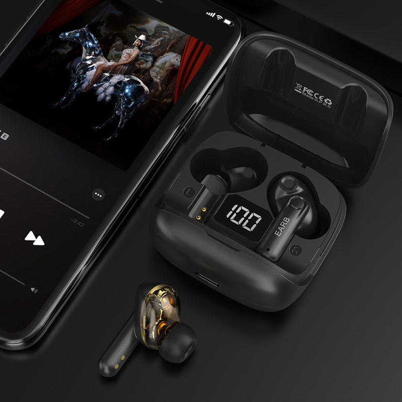 Nouveau mini casque sans fil transparent Bluetooth avec affichage numérique, réduction de bruit ENC, véritable sans fil, musique sportive.
