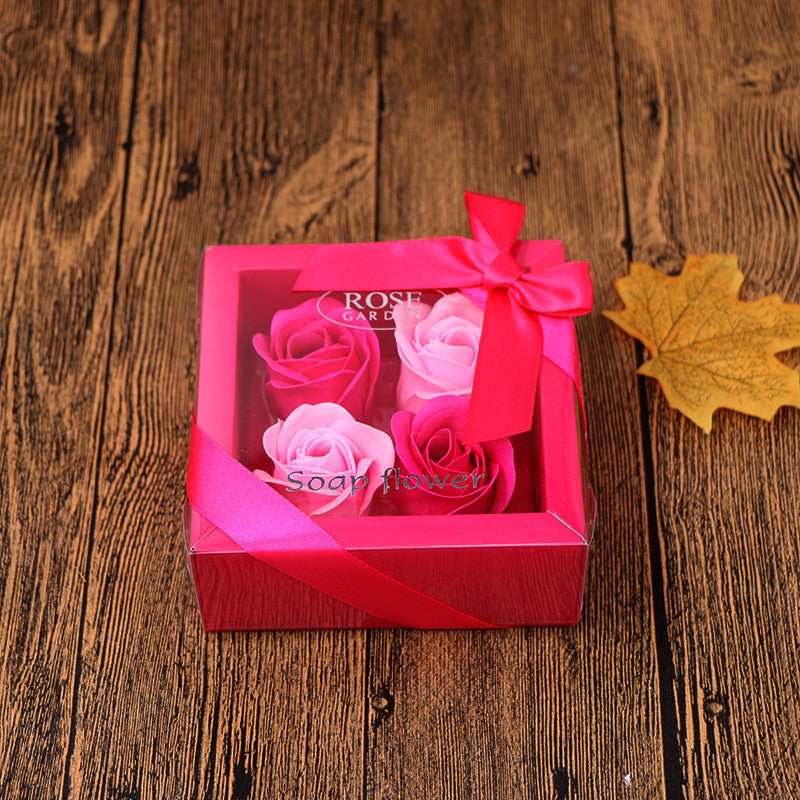 Coffret cadeau fleur de savon Cadeau Saint Valentin Fête des Mères Cadeaux créatifs Ours Fleur Rose Boîte en fer blanc en forme de cœur
