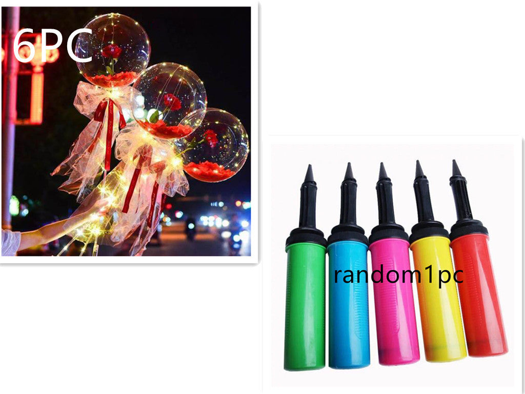 LED Ballon lumineux Rose Bouquet Transparent Bobo Boule Rose