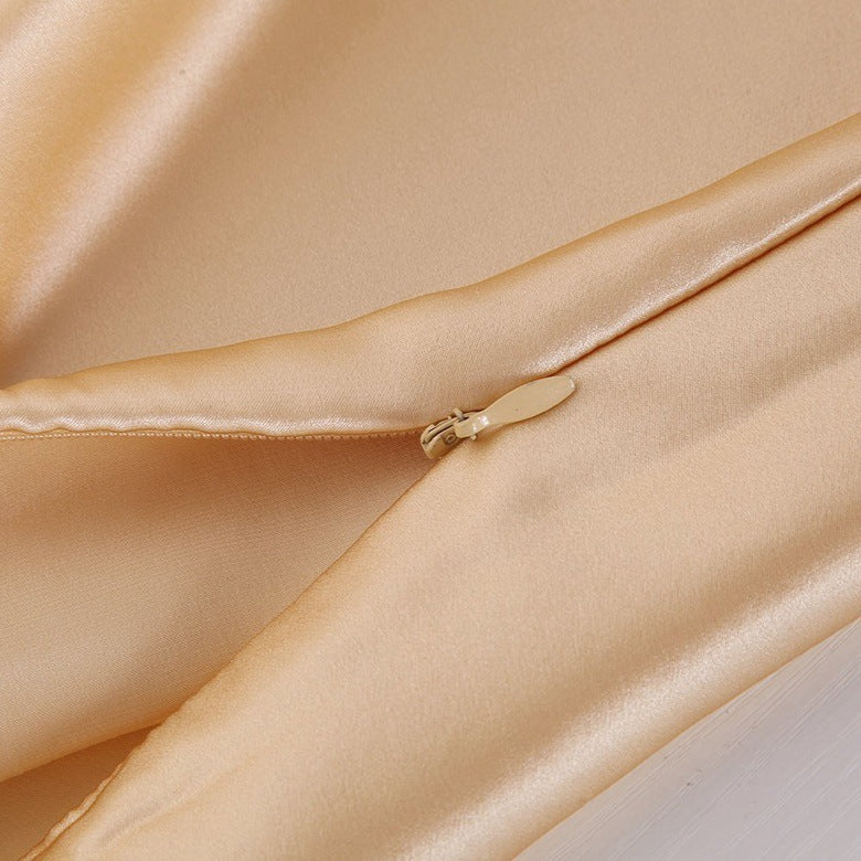 Taie d'oreiller en satin de couleur unie en soie synthétique simple Taie d'oreiller en soie glacée