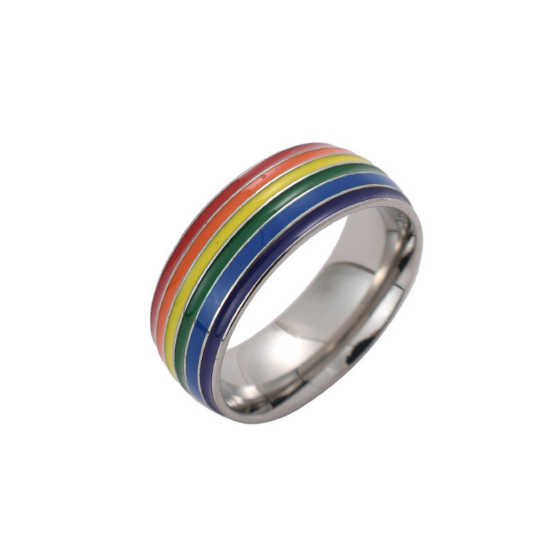 Bague de fierté arc-en-ciel tendance pour femmes et hommes, bijoux d'amitié en acier inoxydable pour gays, lesbiennes et LGBT