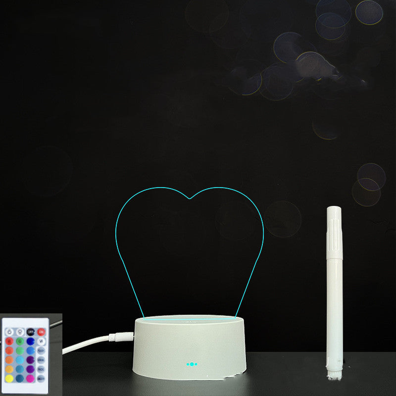 Tableau de message en acrylique 3D avec écriture à la main et lumière LED