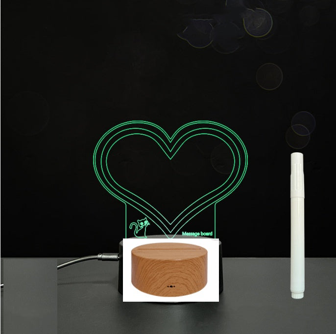 Tableau de message en acrylique 3D avec écriture à la main et lumière LED