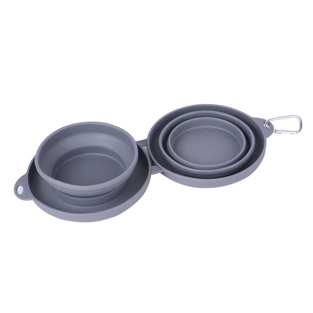 Bol de nourriture pliable en caoutchouc à double compartiment pour animaux de compagnie, fournitures pour animaux, bols pour chiens et chats.