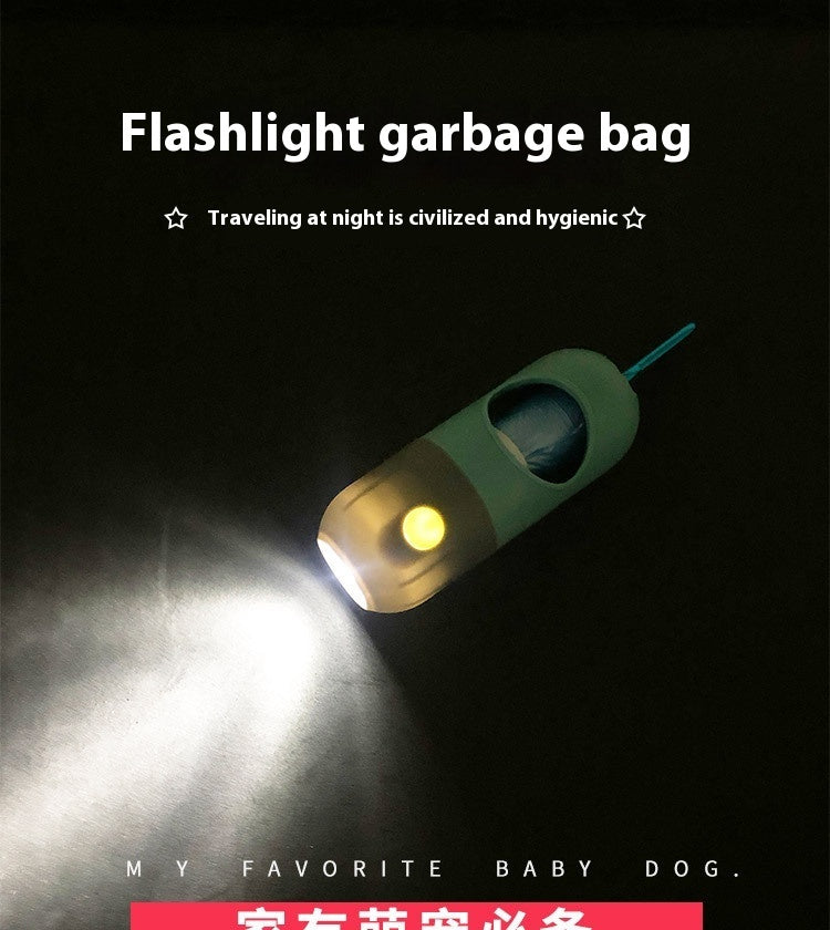 Distributeur de sacs à déchets pour animaux de compagnie à lumière LED pour chiens et chats, sacs à crottes pour chiens, support de sacs à déchets, accessoires de nettoyage pour animaux.
