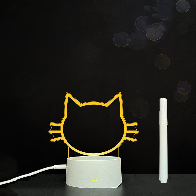 Tableau de message en acrylique 3D avec écriture à la main et lumière LED