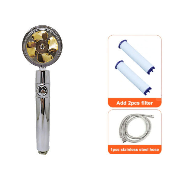 Pommeau de douche à économie d'eau, rotation à 360 degrés avec petit ventilateur, buse de pulvérisation haute pression ABS, accessoires de salle de bain.