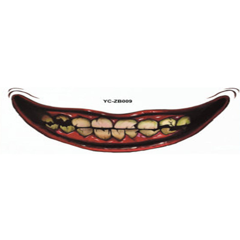 Nouveau produit Halloween autocollant de tatouage de bouche lèvres effrayantes décoration bricolage
