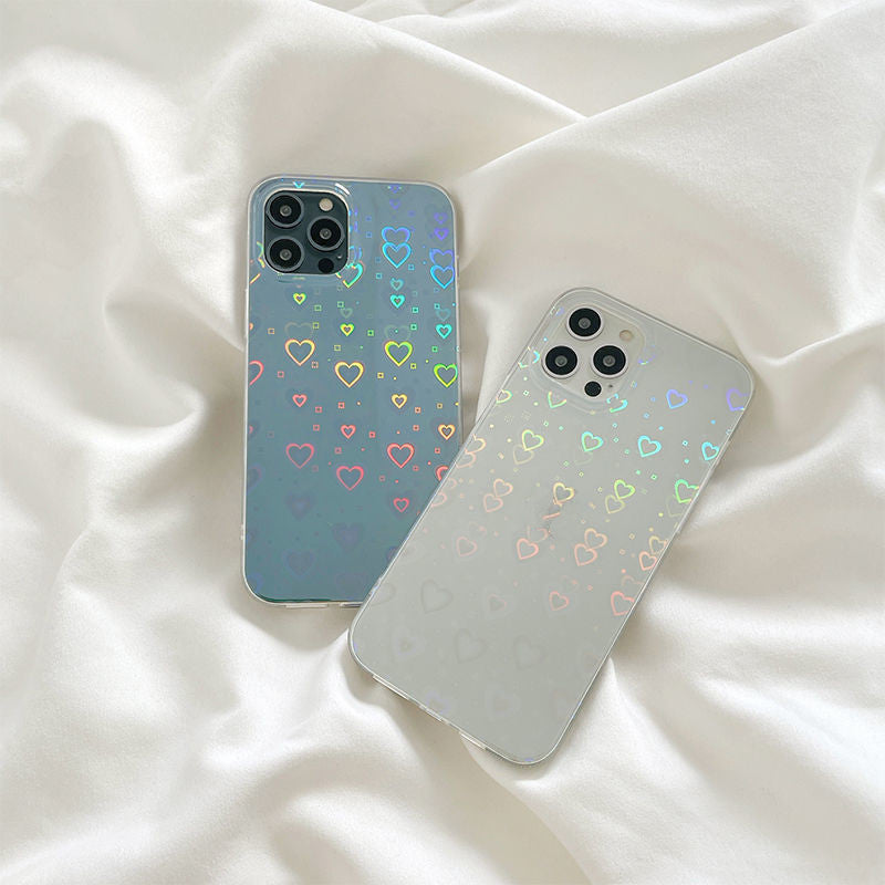 Amour Coloré au Laser pour Coque de Téléphone en Silicone Revêtue des Deux Côtés