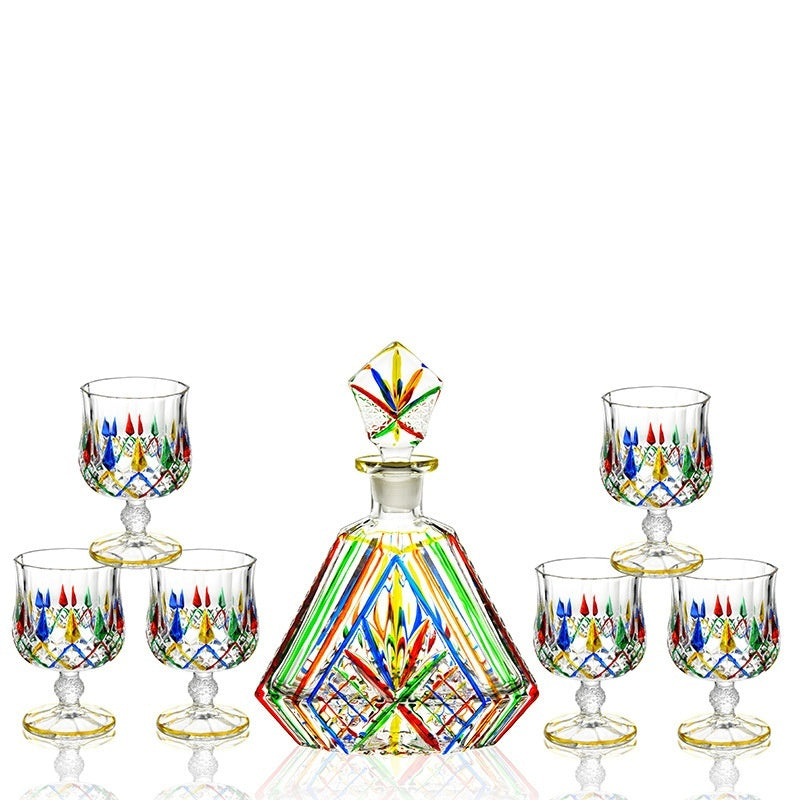 Ensemble de verres à liqueur en cristal peint, ensemble de vin de haute qualité, tasse en verre coloré.