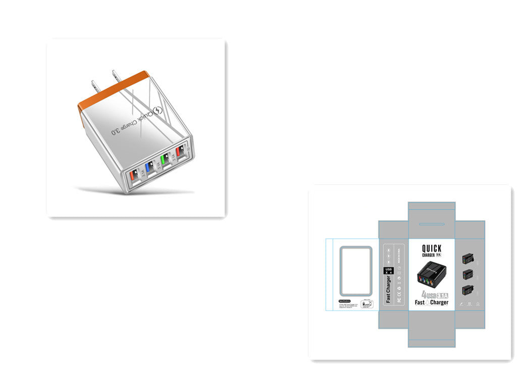 Chargeur USB Quick Charge 3.0 Adaptateur pour 4 téléphones pour tablette Chargeur mural portable Chargeur rapide