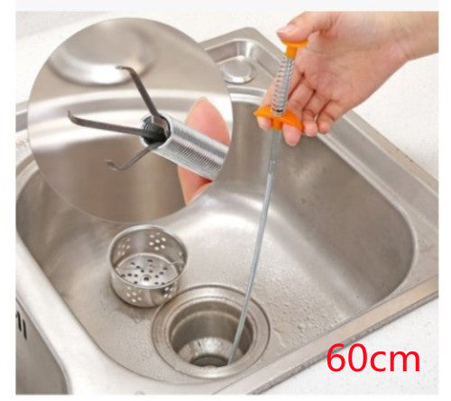 Outil de dragage de canalisations à ressort de 60 cm, nettoyeur de cheveux domestique, déboucheur de canalisations, outils de nettoyage pour évier de cuisine, gadgets de cuisine