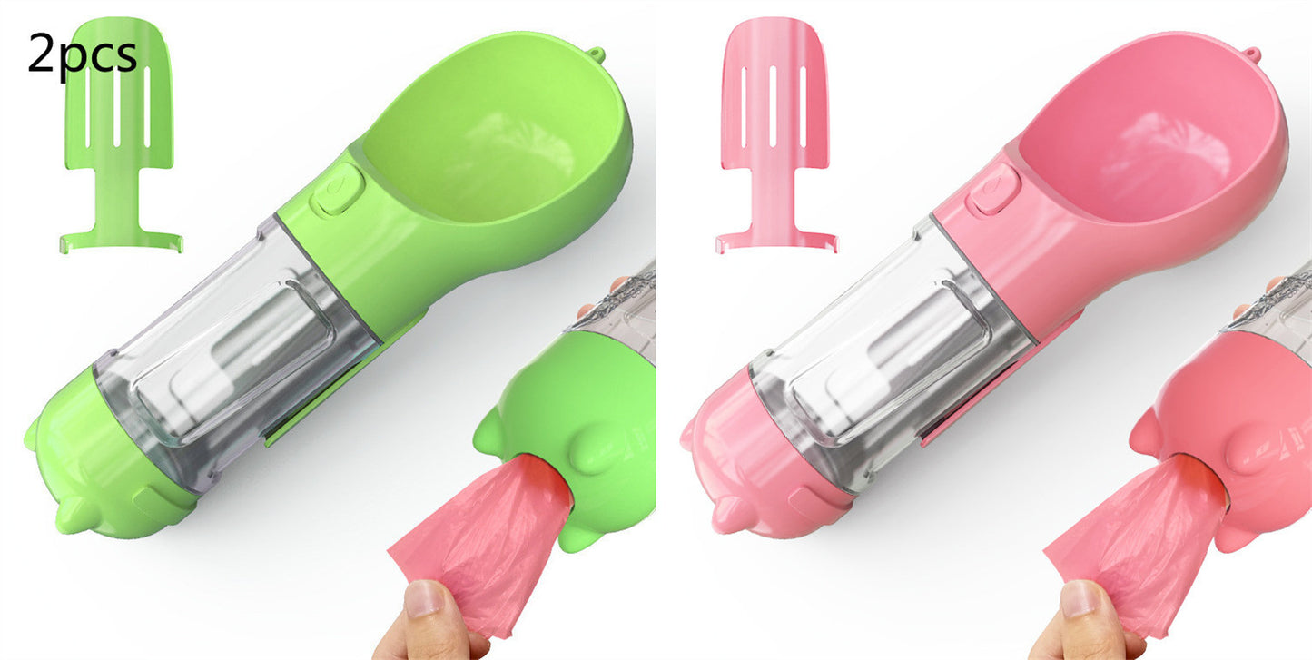 Bouteille d'eau pour animaux de compagnie avec distributeur, bol, sac poubelle, rangement, portable, voyage en extérieur, 3 en 1 pour chien. - KaoKao